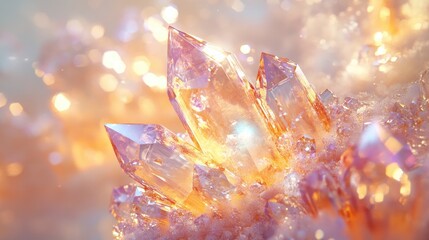 Wall Mural - abstract design featuring crystals and metallic shapes on a soft focus backdrop 3d rendering