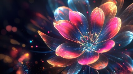 Wall Mural - Vibrant abstract fractal flower design showcasing colorful light elements perfect for artistic graphic projects