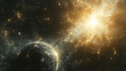 Wall Mural - abstract space themed backdrop featuring a stunning galaxy a burst of stars illuminates the cosmos s