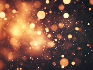 Wall Mural - abstract golden bokeh circles on a dark background featuring stunning particles and radiant beams of