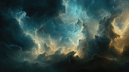 Wall Mural - abstract cosmic backdrop featuring textured skies and nebulous formations