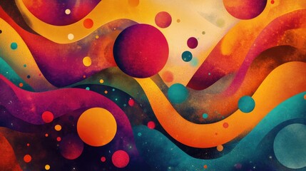 Wall Mural - Abstract background featuring whimsical shapes and vibrant colors evoking a sense of dreams and imagination