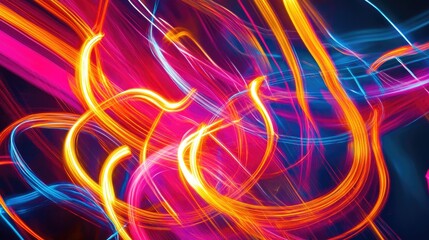 Wall Mural - abstract background with vibrant neon light streaks in stunning high resolution