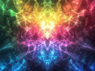 Wall Mural - abstract rainbow background featuring a fractal neon design