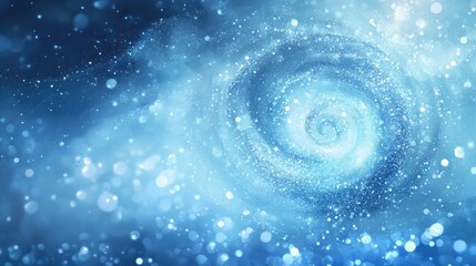 Wall Mural - Stunning abstract blue shimmering background featuring a spiral galaxy and sparkling elements