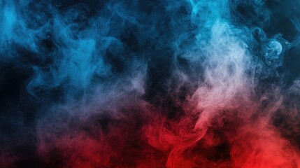 Wall Mural - abstract illustration of vibrant smoke or fog in red and blue hues against a dark background