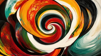 Wall Mural - abstract colorful swirl featuring shades of red black white green yellow and orange