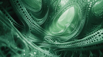 Wall Mural - abstract design featuring a green color scheme with fractal graphics