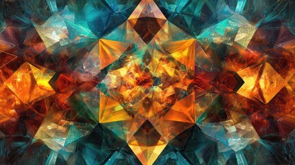 Wall Mural - fantasy abstract geometric design featuring a polygon kaleidoscope background