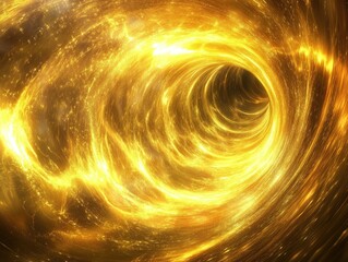 Wall Mural - abstract swirling tunnel of cosmic energy featuring bright yellow hues creating a magical and futuri