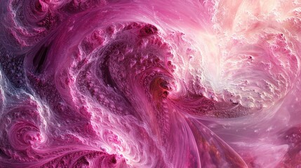 Wall Mural - abstract glossy pink waves create a mesmerizing fractal background in this digital artwork showcasin