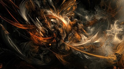 Wall Mural - dynamic abstract lines and smoky fractal patterns create a striking digital illustration on a chaoti
