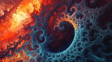 Wall Mural - abstract background featuring a red and blue color palette with intricate raster fractal patterns