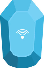 Wall Mural - light blue gemstone emitting wifi signal, representing futuristic technology and wireless communicat