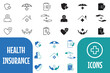 © CzakaU - Health life medical insurance icon set. Vector illustration of people, safety, shield, health, care, assurance, policy, medical, cross signs. Vector illustration for web and app.