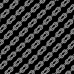 Canvas Print - Rope knot seamless pattern isolated on black background