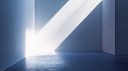Leinwandbilder - A bright beam of light illuminates the floor of a dimly lit space, highlighting the interplay of light and shadow. Generative AI