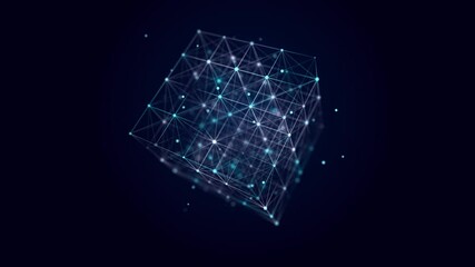 Wall Mural - digital blockchain concept. data storage in separate cells. abstract background with dots and connec