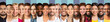 © Prostock-studio - Different Faces Collage. Smiling Multiethnic Ladies And Men Looking At Camera, Row Of Portraits On Blue Studio Backgrounds. Collection Of Beautiful Human Headshots. Panorama