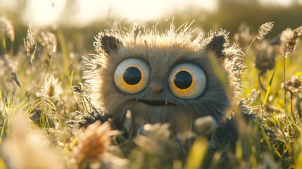 A cartoonish looking animal with big eyes