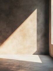 Leinwandbilder - Soft light streams through a window, casting a dramatic shadow and illuminating the textured walls of a tranquil space. Generative AI