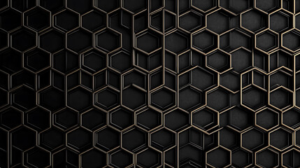 Wall Mural - Black background with geometric pattern of cubes