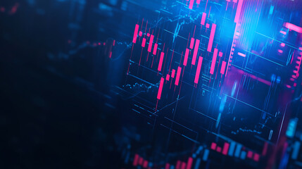 Aufkleber - Blue stock market graph with upward arrows on dark blue background, financial growth concept banner template for business and economic illustration