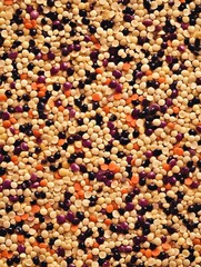Poster - Colorful beans, lentils, and seeds are arranged in a mosaic, forming a lively and intricate abstract pattern that captivates the eye. Generative AI
