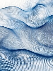 Leinwandbilder - An intricate display of blue and white network lines forms a 3D pattern, showcasing digital connections and contemporary design. Generative AI