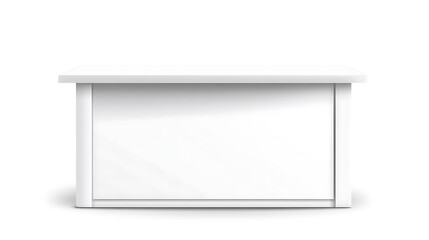 Poster - A blank white portable exhibition counter, shown as a realistic vector mockup, suitable for trade show promotional table display stands and design templates