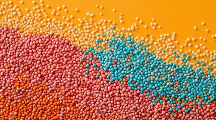 Aufkleber - An array of colorful beans, lentils, and seeds is arranged to create an abstract pattern on a bright orange surface, showcasing creativity. Generative AI