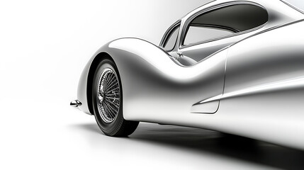 Poster - A silver car on white background, close up shot with copy space concept