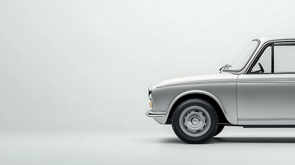 Poster - A silver car, side view on white background with copy space