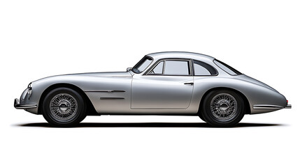 Poster - A silver car, side view on white background
