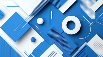 Aufkleber - Blue and white background with geometric shapes for presentation or a corporate concept