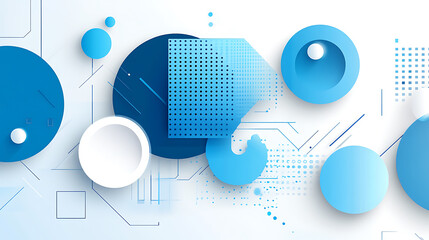 Leinwandbilder - Blue and white background with geometric shapes, representing technology or business