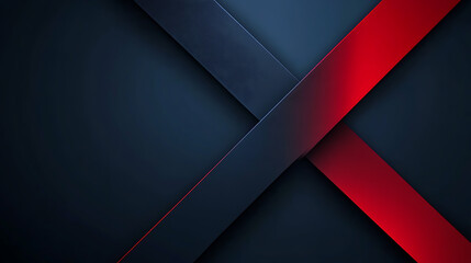 Poster - Minimalist background vector with red and blue lines, dark navy blue background, gradient color, geometric shapes