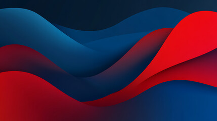 Aufkleber - Red, white and blue vector background with flowing lines