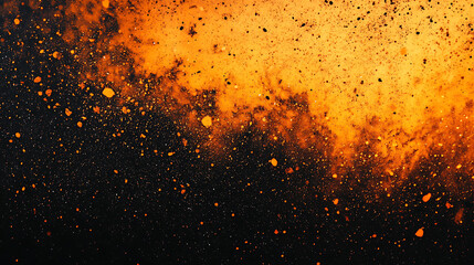 Leinwandbilder - Fiery orange and black ombre background with grainy grunge texture abstract web banner