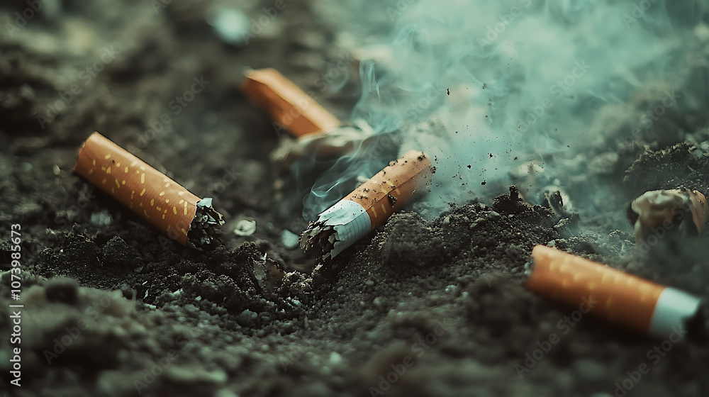 Soil underground pollution with cigarette butts and plastic waste ...