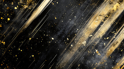 Aufkleber - Luxurious black and gold background with grunge texture and shiny lines abstract digital illustration