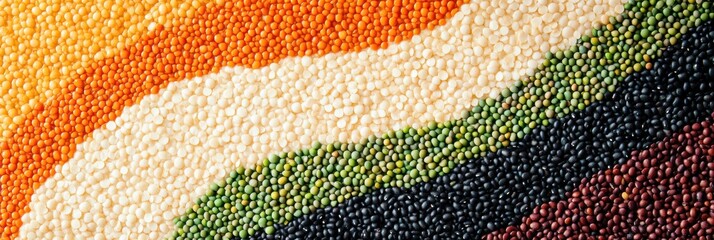 Aufkleber - An artistic arrangement features vibrant beans, lentils, and seeds, showcasing intricate patterns and colors for visual delight. Generative AI
