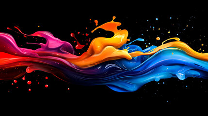 Aufkleber - Dynamic abstract paint splash background vibrant liquid spectrum illustration