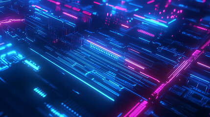 Aufkleber - Futuristic glowing blue circuit board pattern modern tech abstract background