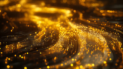 Fototapete - Data alchemy ai transmuting raw information into a shimmering stream of golden knowledge conceptual 3d illustration