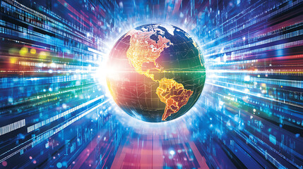 Global network connectivity and highspeed data transfer on digital earth technology concept