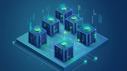 Poster - Kubernetes clusters orchestrating containers within data centers aigenerated concept illustration