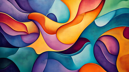 Poster - Vibrant abstract composition with organic shapes and bold colors modern art background digital illustration