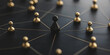© Andres Mejia - Black ceo managing golden team members in a network visualization