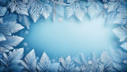 Canvas Print - Wintery blue background with frost